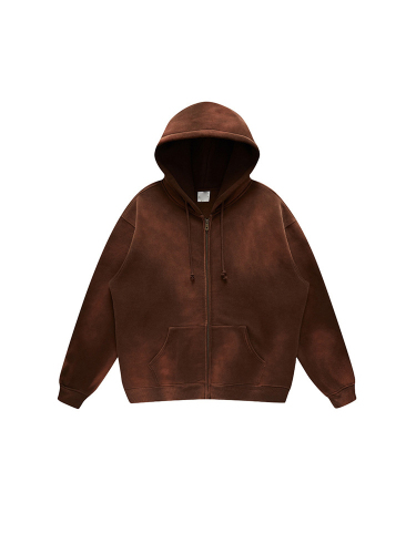 Washed Gradient Zipper American Retro Heavy Duty hoodies