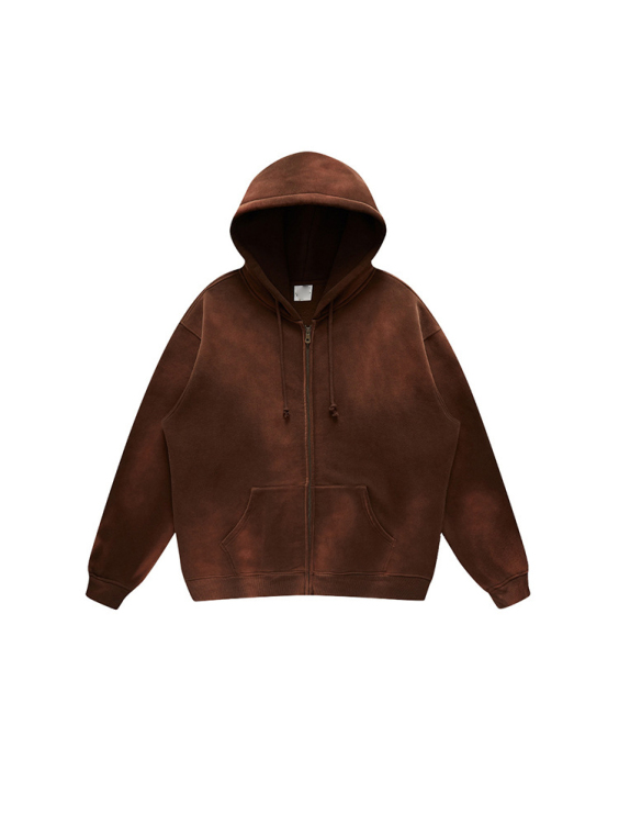 Washed Gradient Zipper American Retro Heavy Duty hoodies