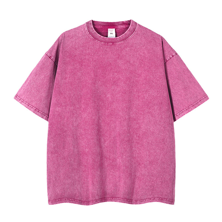 Customized washed and distressed fried snowflake retro heavyweight T-Shirt