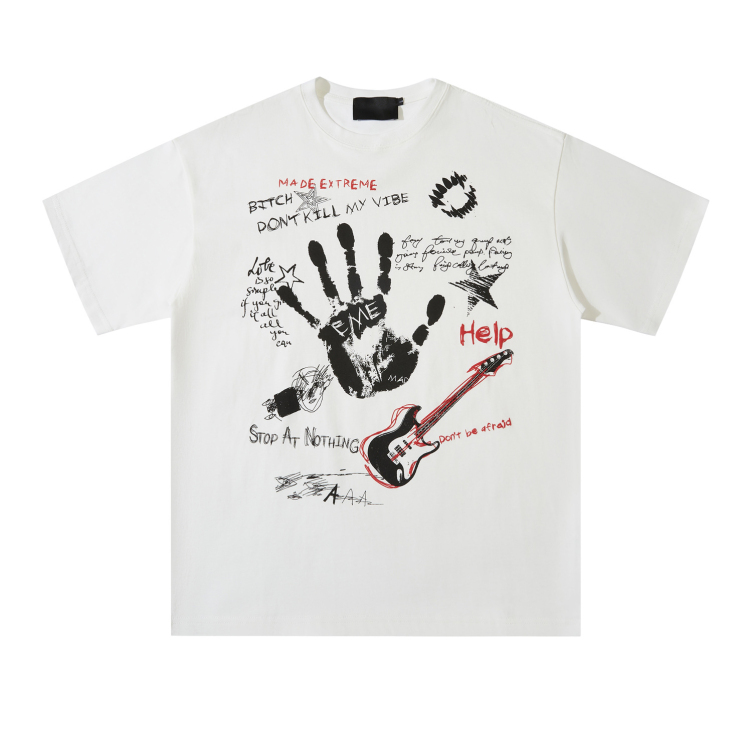 Summer heavy print short-sleeved T-shirt with graffiti style design T-shirt