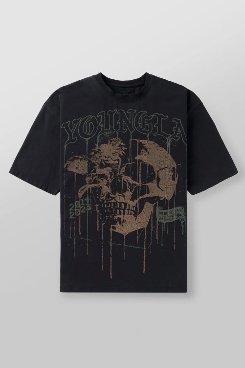 Round neck skull print heavy T-shirt