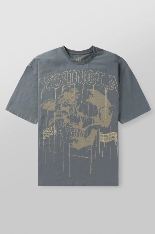 Round neck skull print heavy T-shirt