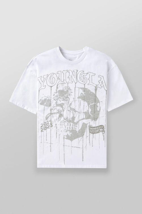 Round neck skull print heavy T-shirt