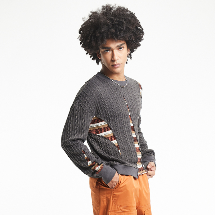 Irregular knitted stitching fashion brand sweatshirts