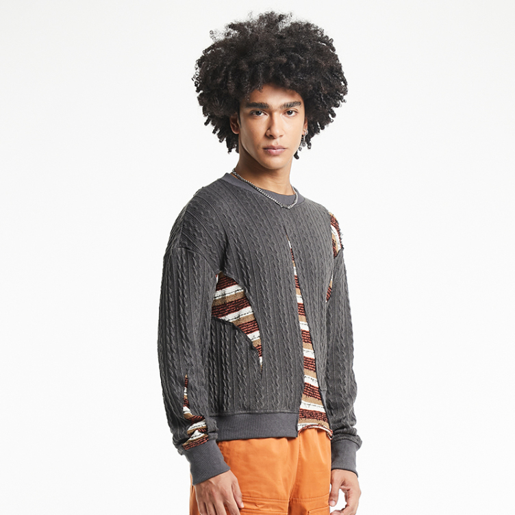 Irregular knitted stitching fashion brand sweatshirts