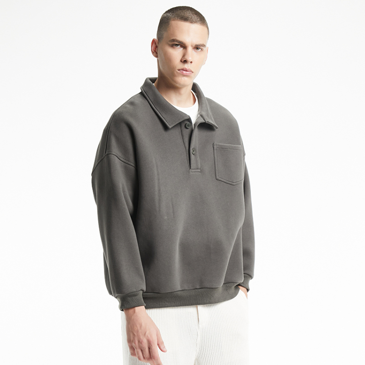 POLO collar casual solid color fashion trend hoodies