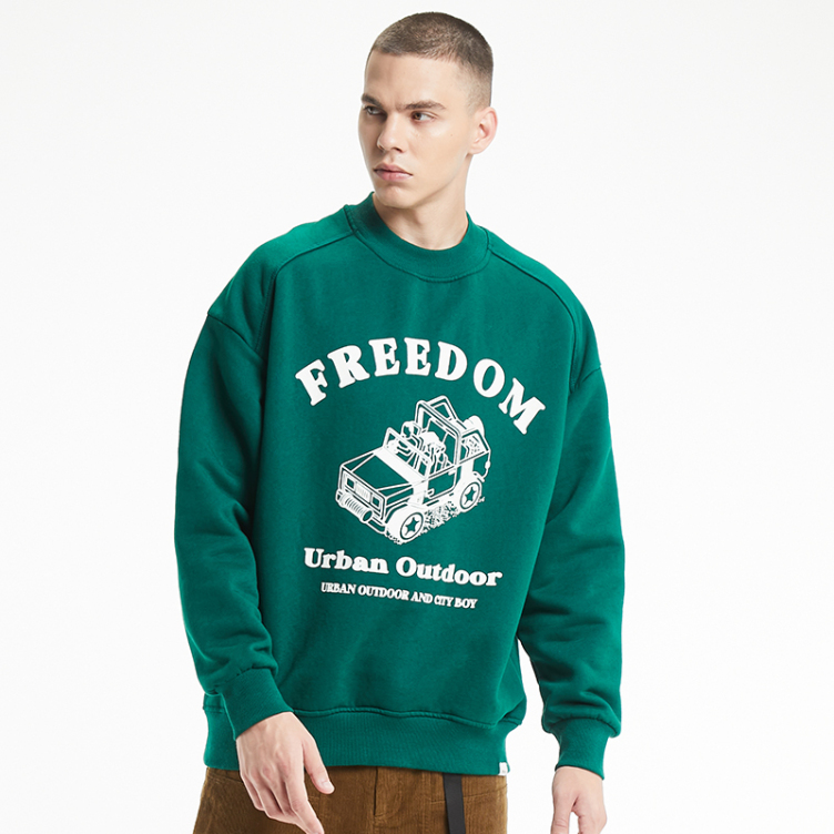 Stylish offset print printed round collars sweatshirts