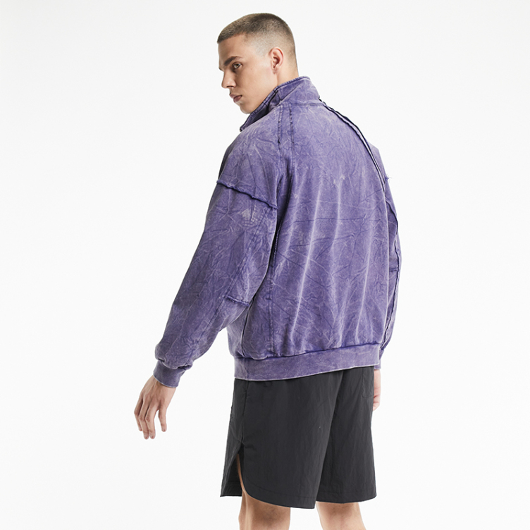 Street sports fashion monogram printed half zip hoodies