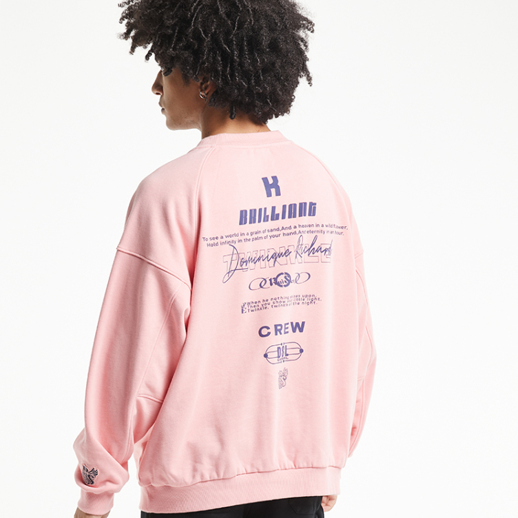 Premium letters print pink double-sided print sweatshirts