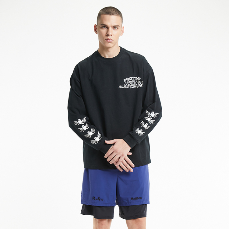 Letters and animal prints on sides of arms and double-sided sweatshirts