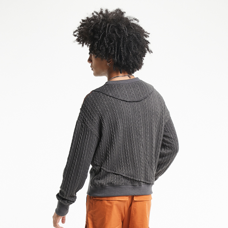 Irregular knitted stitching fashion brand sweatshirts