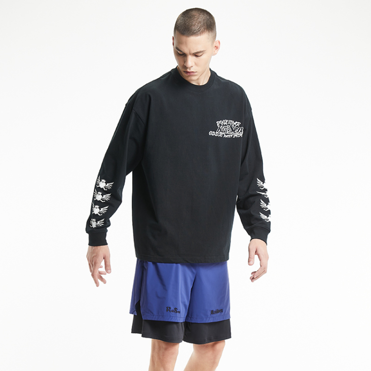 Letters and animal prints on sides of arms and double-sided sweatshirts
