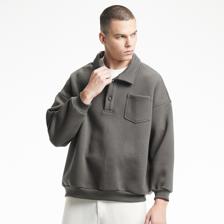 POLO collar casual solid color fashion trend hoodies