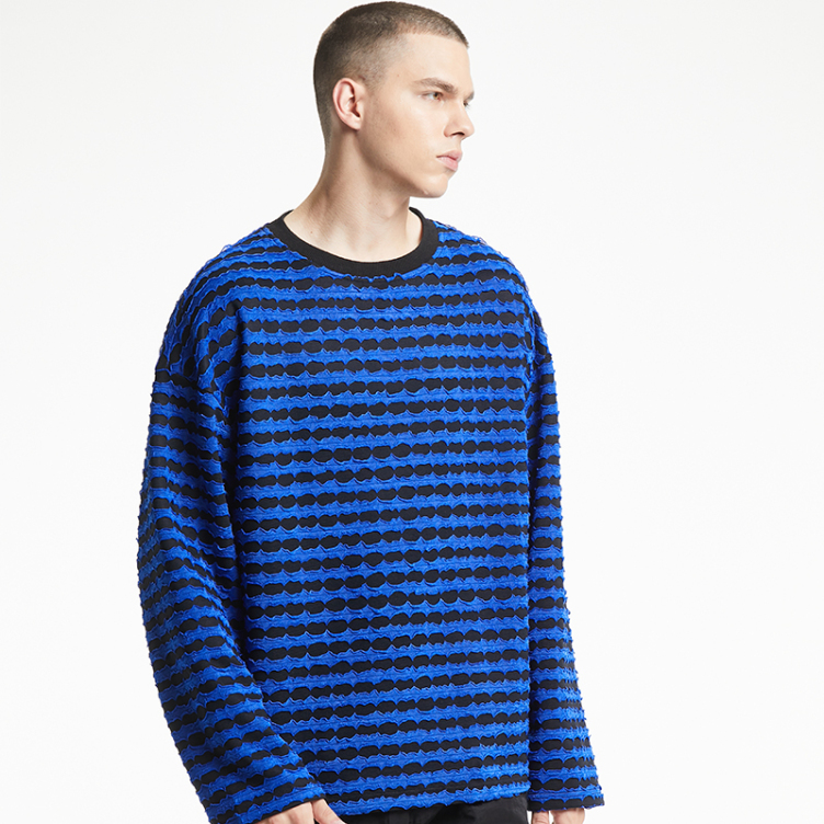 Striped color contrast 3D mesh sweatshirts