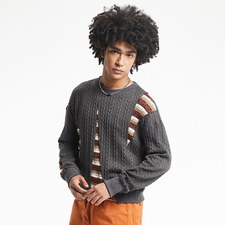 Irregular knitted stitching fashion brand sweatshirts