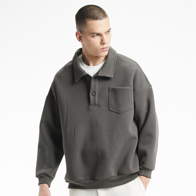 POLO collar casual solid color fashion trend hoodies