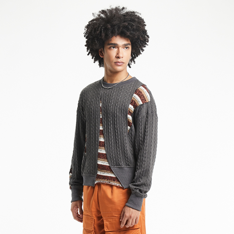 Irregular knitted stitching fashion brand sweatshirts