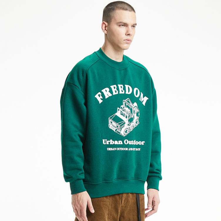 Stylish offset print printed round collars sweatshirts