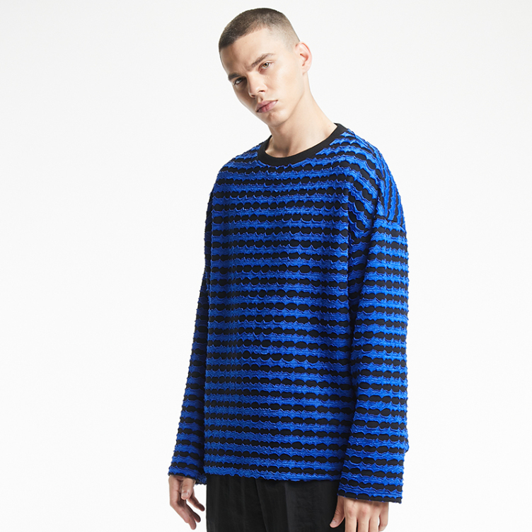 Striped color contrast 3D mesh sweatshirts