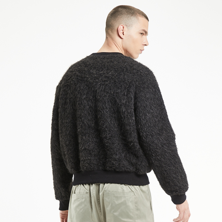 Round neck solid color fleece knit sweatshirts