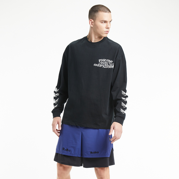 Letters and animal prints on sides of arms and double-sided sweatshirts