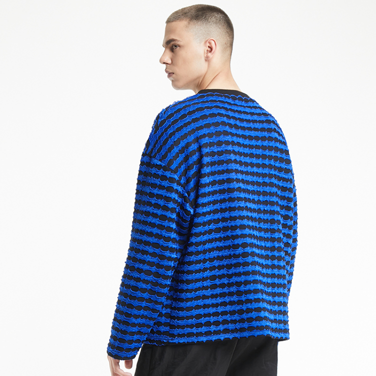 Striped color contrast 3D mesh sweatshirts