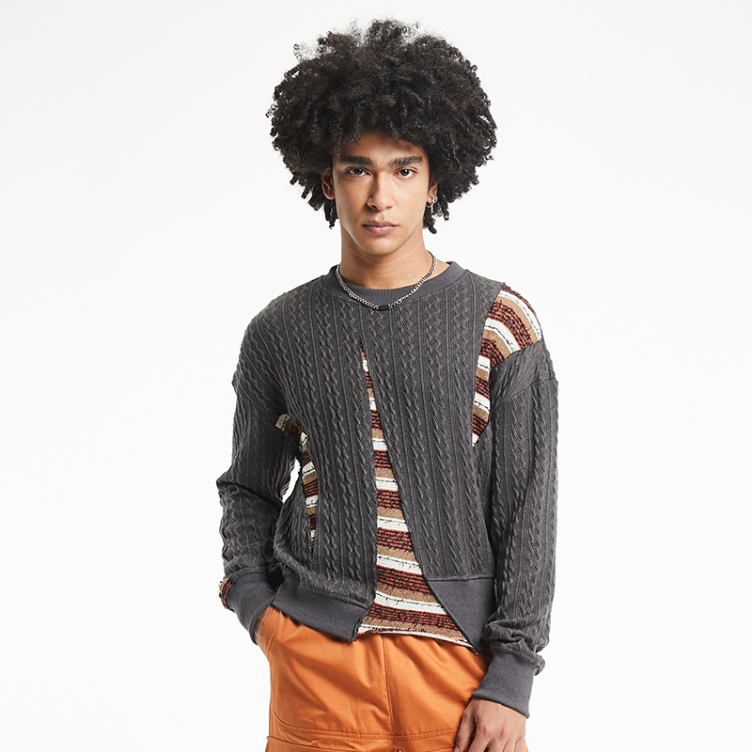 Irregular knitted stitching fashion brand sweatshirts