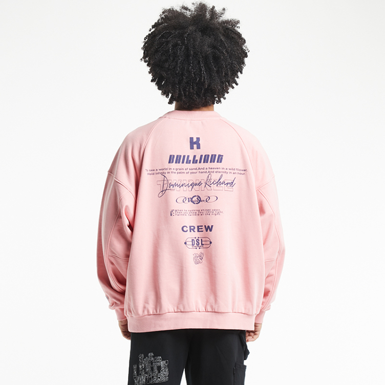 Premium letters print pink double-sided print sweatshirts