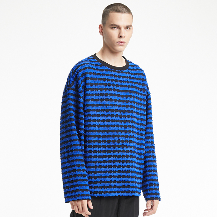 Striped color contrast 3D mesh sweatshirts