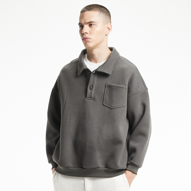 POLO collar casual solid color fashion trend hoodies