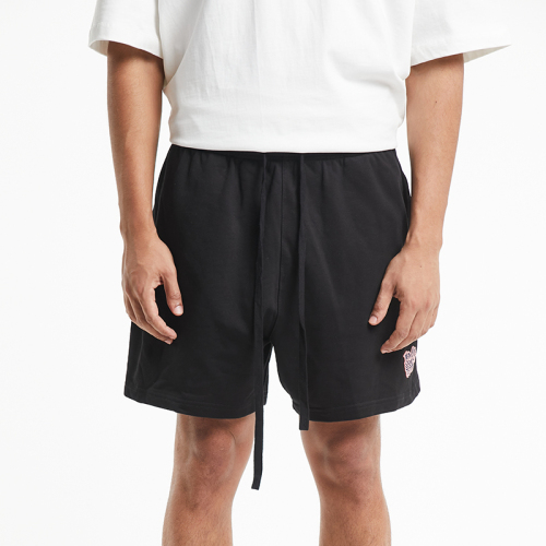 Black casual animals pattern printed shorts