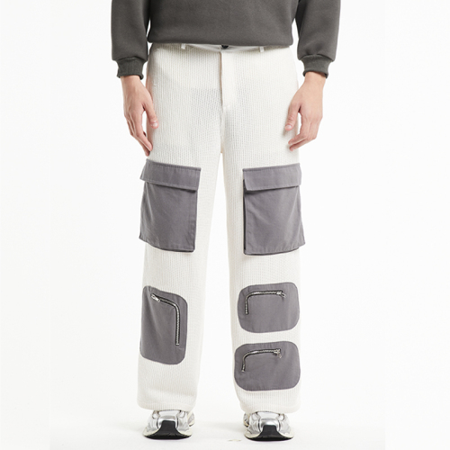 Thin breathable patchwork pocket fabric pants