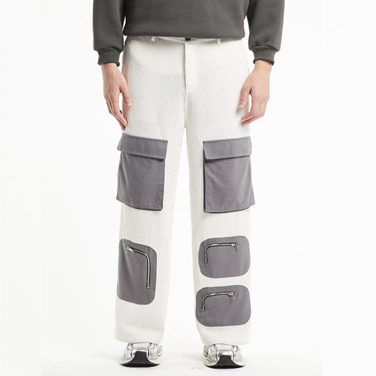 Thin breathable patchwork pocket fabric pants