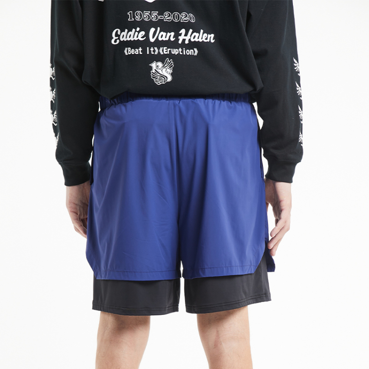 Double fabric with short opening design letter embroidered shorts