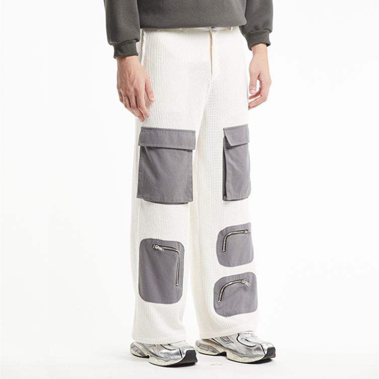 Thin breathable patchwork pocket fabric pants