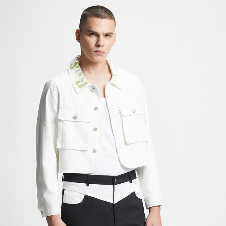 Two white fake uneven hem jacket