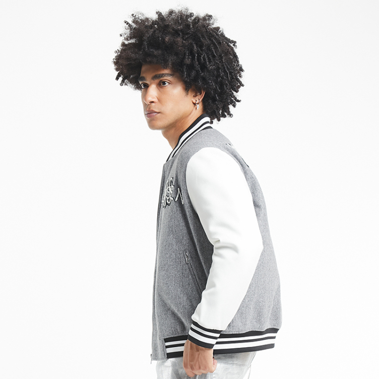 Rainbow striped ribbon letter jacket