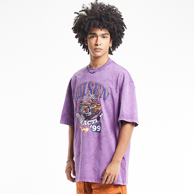 Purple wash digital print T-shirts