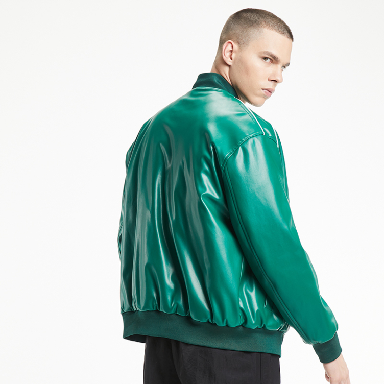 Loose sports American PU leather simple baseball jacket