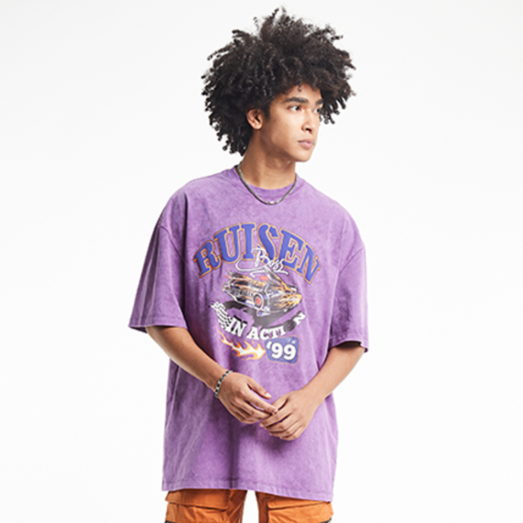 Purple wash digital print T-shirts