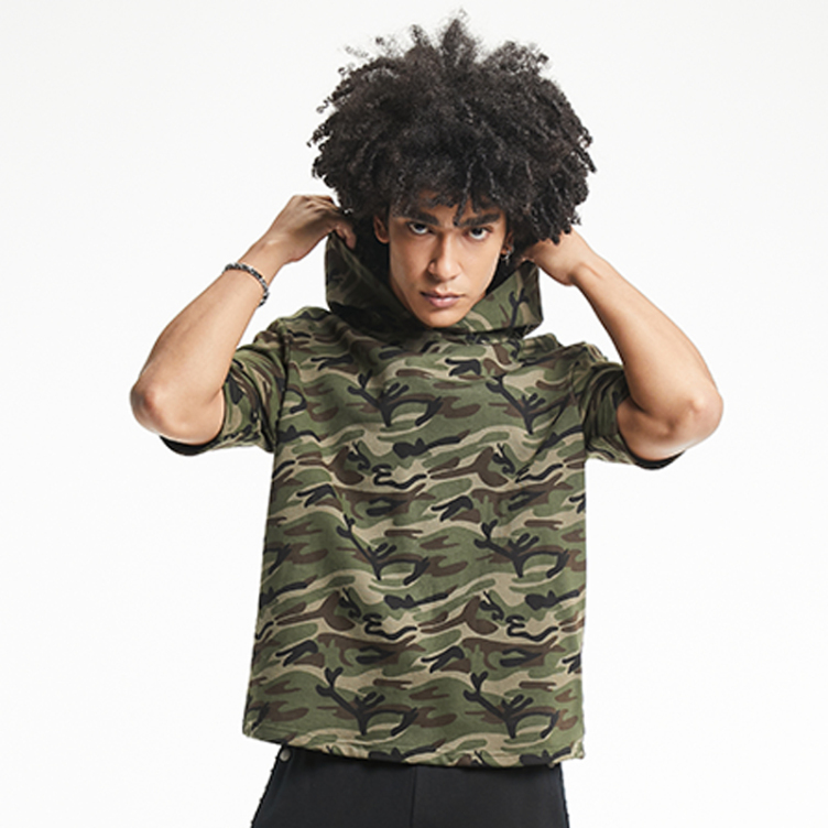 Camouflage short-sleeved hooded T-shirts