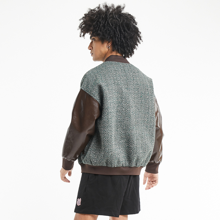 American leather patchwork baseball jacket