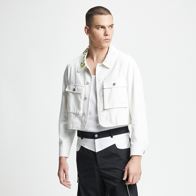 Two white fake uneven hem jacket