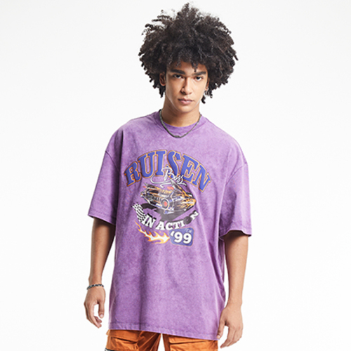 Purple wash digital print T-shirts