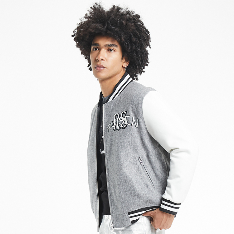 Rainbow striped ribbon letter jacket