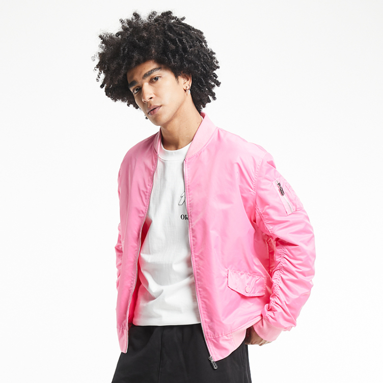 Stand-up collar multi-pocket baseball jacket
