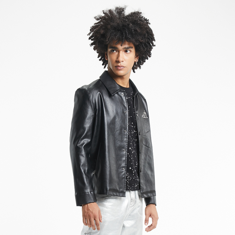 Letter-embroidered casual button lamb jacket