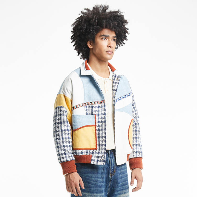 American fashion hip hop patchwork cargo jacket