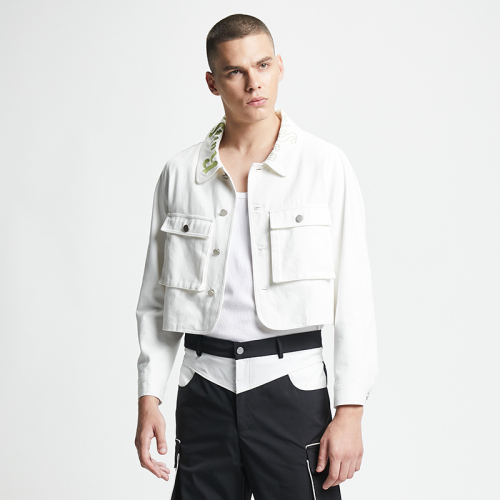 Two white fake uneven hem jacket