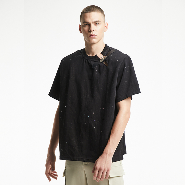Trendy short open crew neck T-shirts
